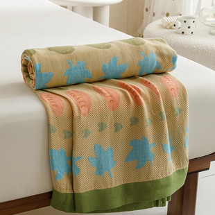 夏季 竹纤维毛巾被竹棉双层纱布冷凉感毯子夏凉被沙发用小毯子 薄款