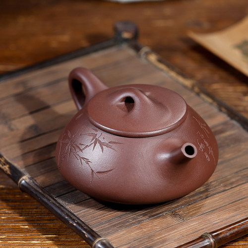 宜兴紫砂壶原矿纯手工名家功夫茶具泡茶壶家用正宗大号刻字石瓢壶