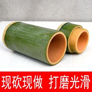 天然竹杯子带盖竹水杯家用竹制茶杯纯手工新鲜竹筒杯子创意