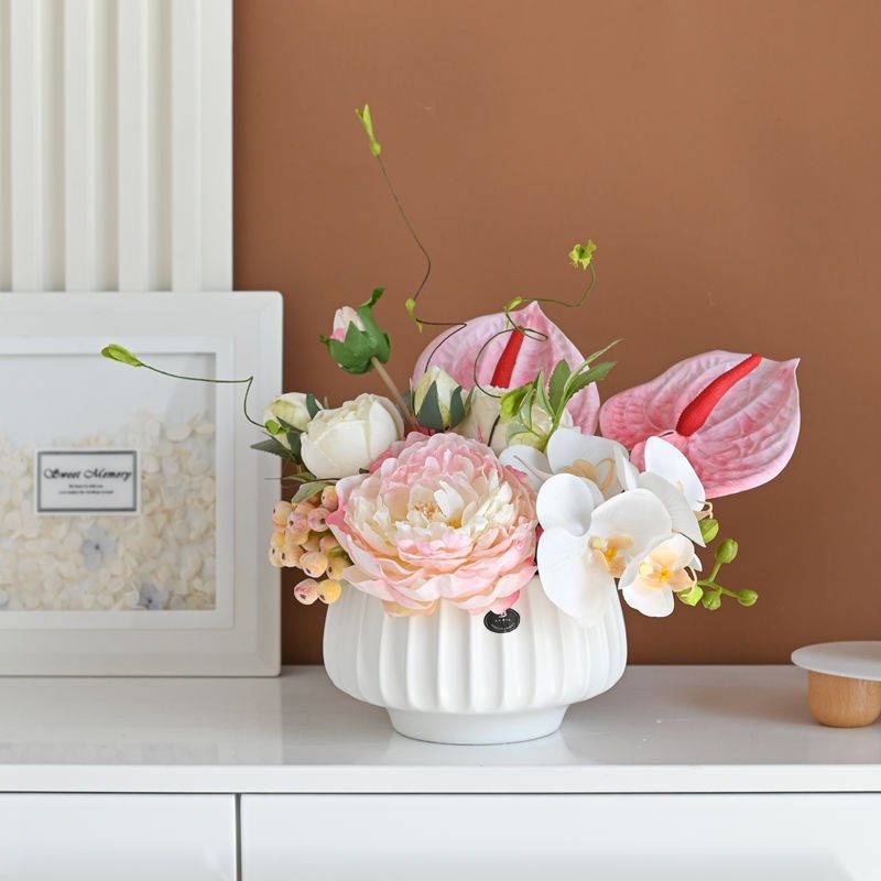 酒店圆桌转盘高端仿真花餐桌花摆花茶室客厅玄关摆件假花摆设餐厅,家居饰品,餐桌花艺,淘宝优惠券,粉丝福利购,淘宝优惠卷