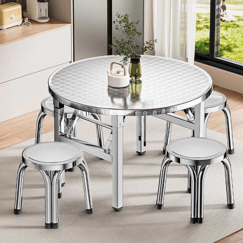 304特厚不锈钢折叠圆桌野外出租房食堂便捷桌学习一体写作专用桌,3C数码配件,其它配件,淘宝优惠券,粉丝福利购,淘宝优惠卷