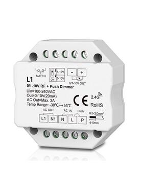 ZigBee+ PUSH 2.4G RF遥控或 AC⾃复位开关调光 0/1-10V调光器 L1