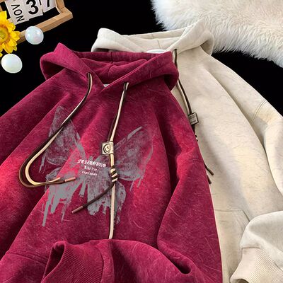 华棉复天鹅绒特大码300斤印花卫衣男女加绒加厚外套潮