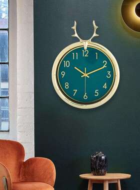 北欧鹿头钟表挂钟客厅现代简约创意网红表时尚家用时钟S137