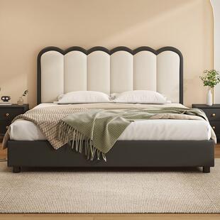 实木高档新款床家用主卧2米大床奶油床1.2m双人轻奢出租屋床