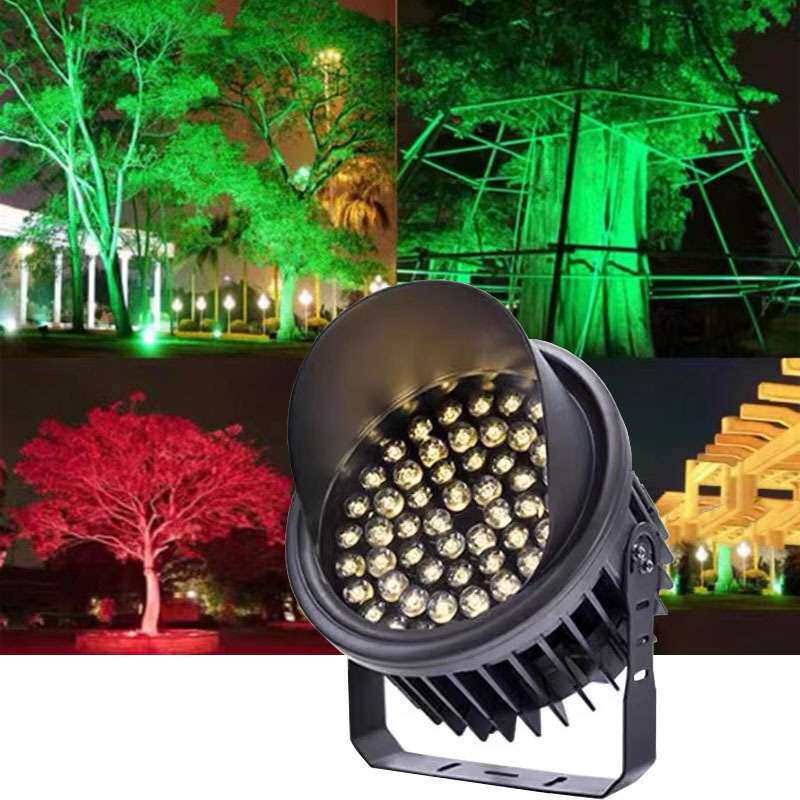 led投射灯户外防水60W圆形洗墙投光灯园林公园别墅七彩景观照树灯
