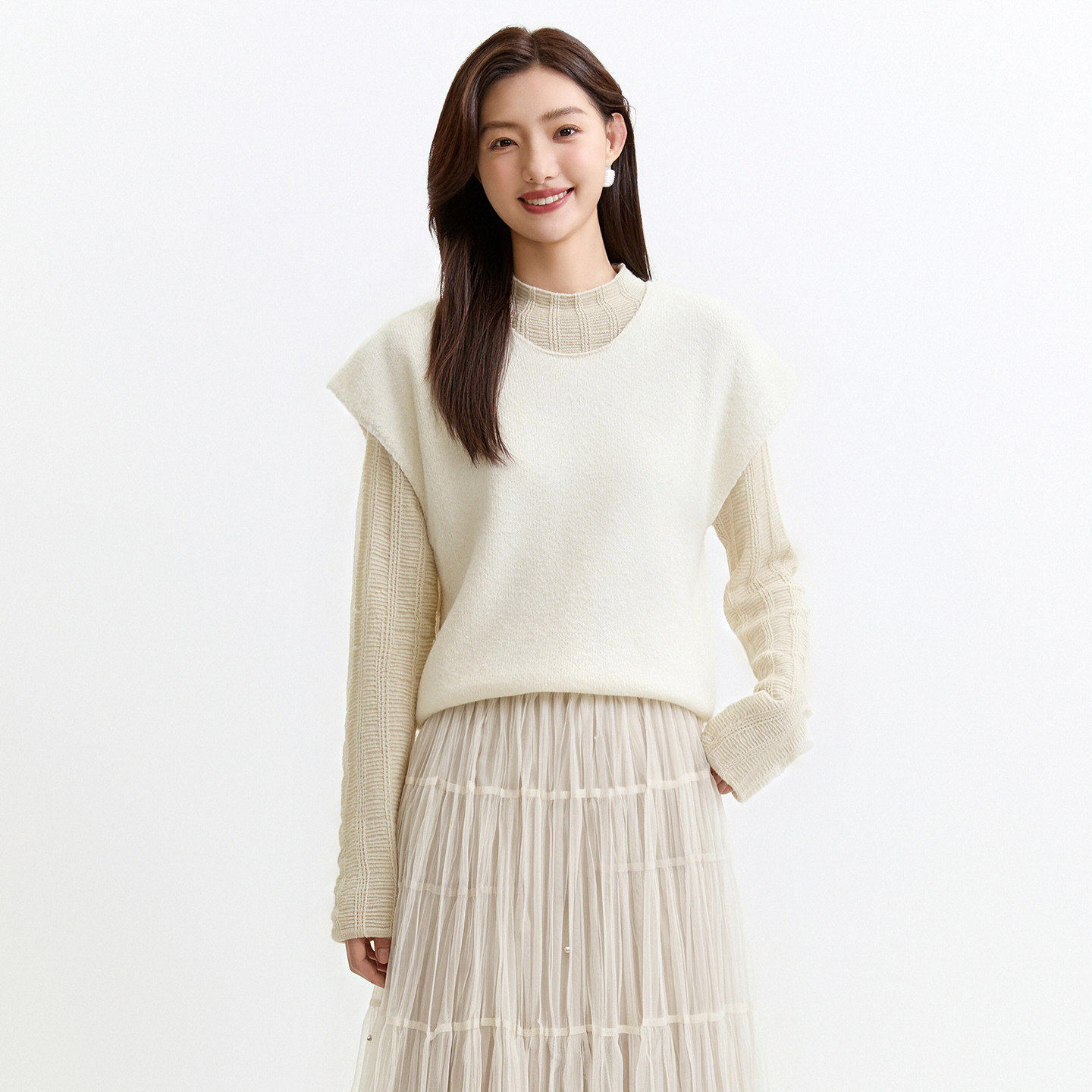 芭依璐2026秋季针织马甲两件套女