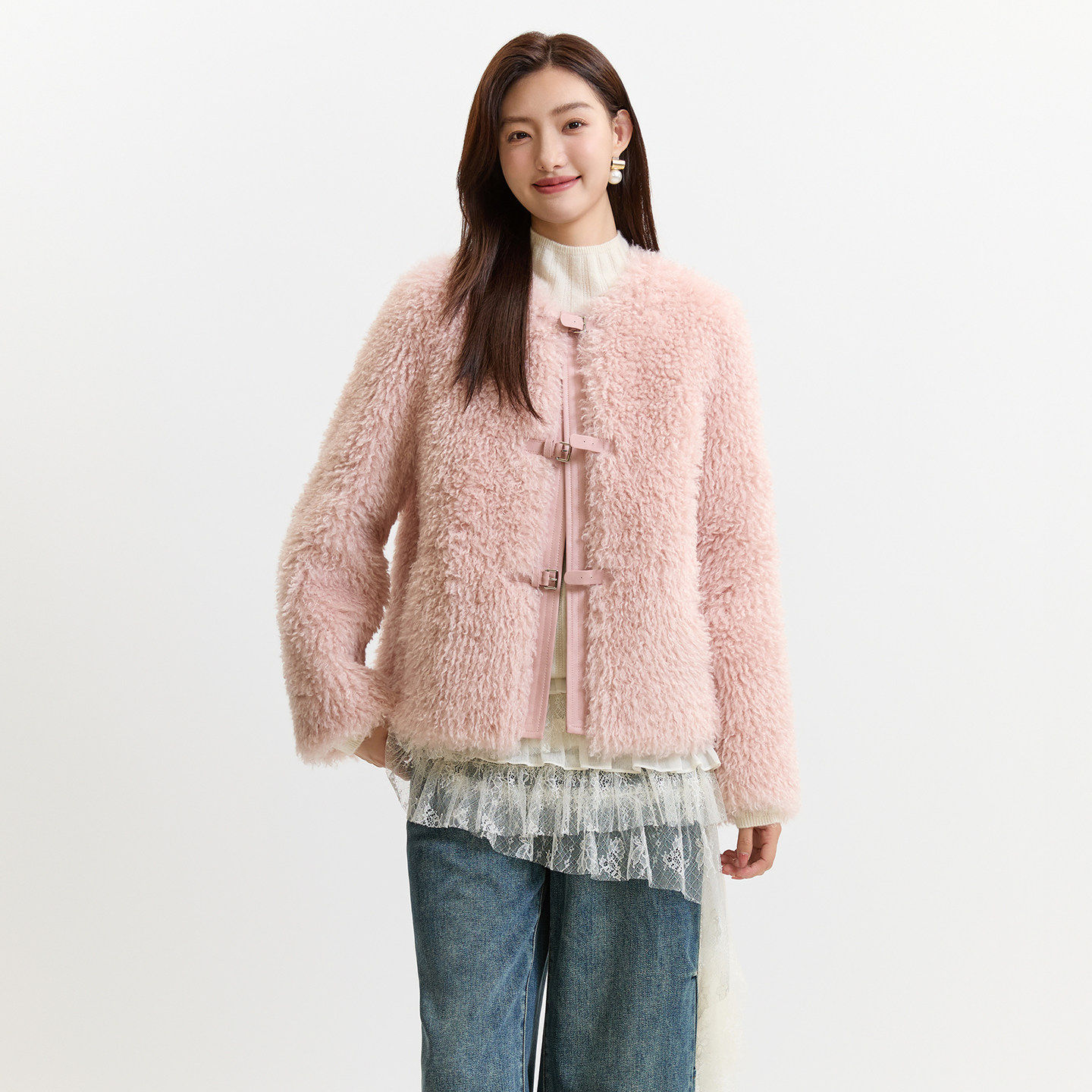 芭依璐高智感穿搭小个子短款毛毛外套女2026秋冬新款宽松显瘦上衣