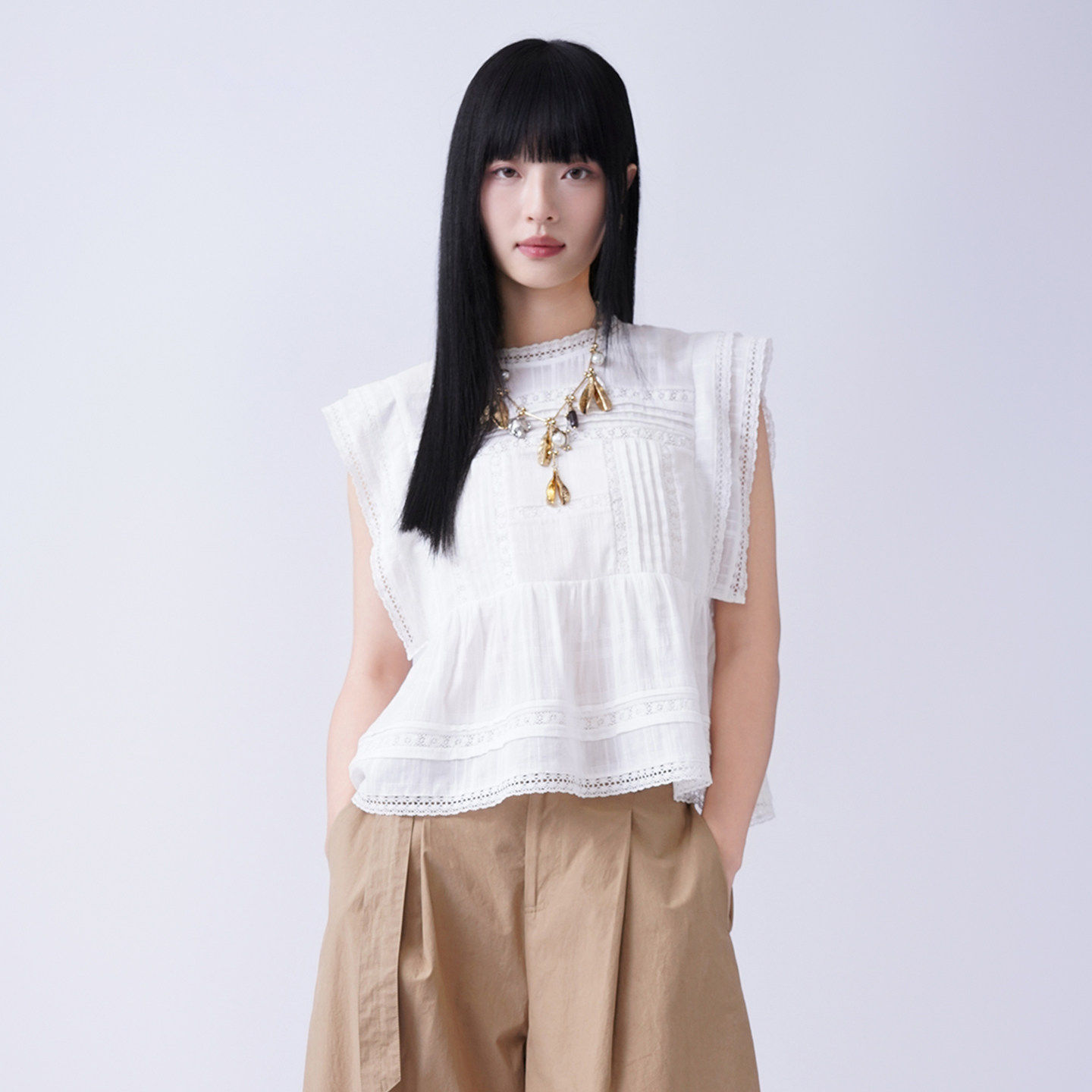芭依璐2026夏季新款衬衫女法式镂空蕾丝百搭宽松设计感小众上衣