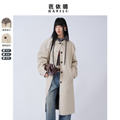 新款 芭依璐时尚 风衣2026春装 宽松夹克连帽大衣上衣休闲风衣外套女