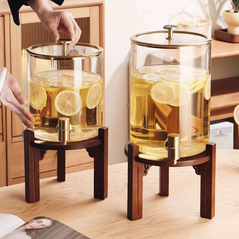带龙头冷水壶玻璃凉水壶茶壶果汁饮料桶水桶茶桶奶茶桶泡茶桶