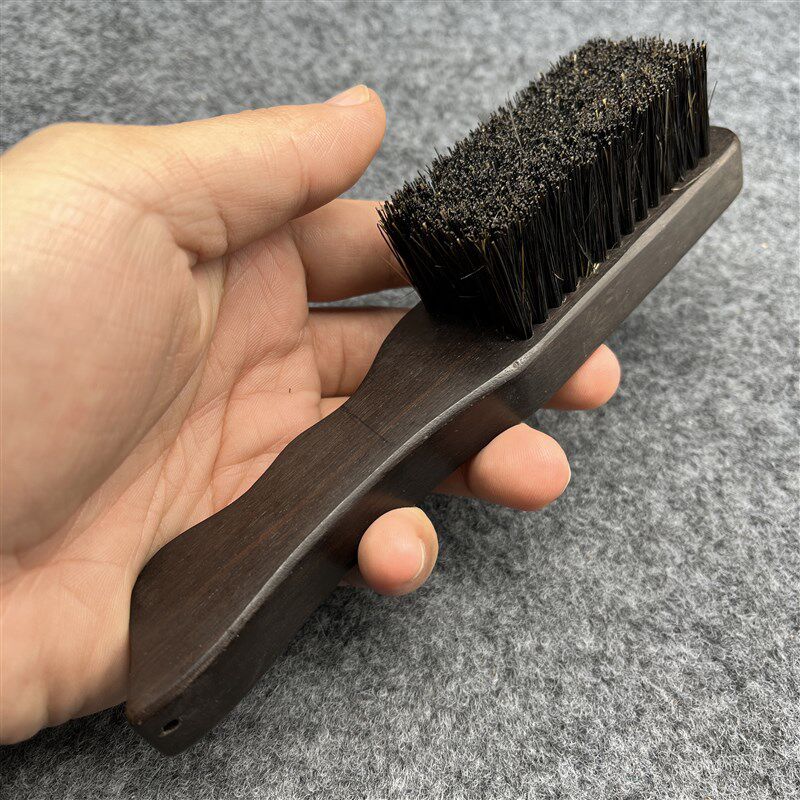 特硬猪鬃刷紫光檀手工大鳗鱼野猪鬃文玩清理挂瓷包浆上色保养毛刷