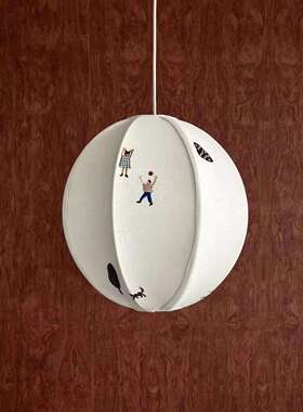 儿童房卧室吊灯刺绣护眼棉麻布艺灯餐厅吧台常在灯复古床头氛围灯