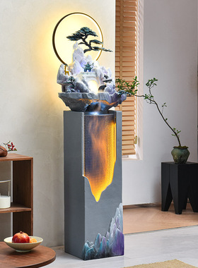 现代落地流水摆件循环水客厅水景加湿器玄关装饰假山喷泉开业乔迁