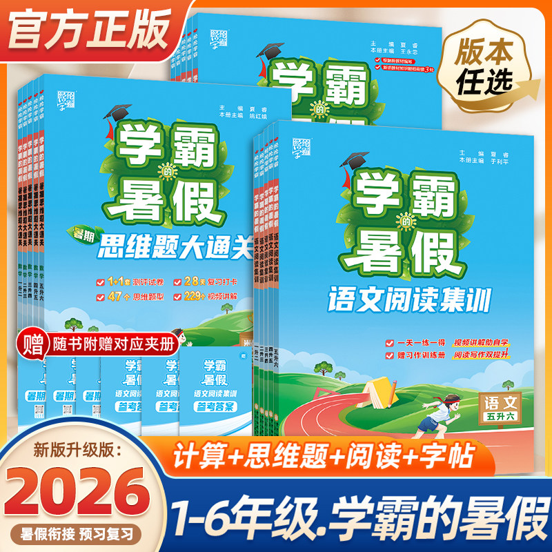 2026暑假新版学霸暑假衔接作业一升二升三升四升五升六语文暑假阅读集训数学计算思维大通关全人教版苏教北师大计算题专项天天练的