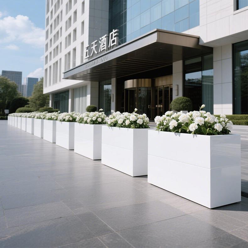 户外不锈钢花箱铁艺外摆花池成品露台可移动花槽庭院组合金属花架