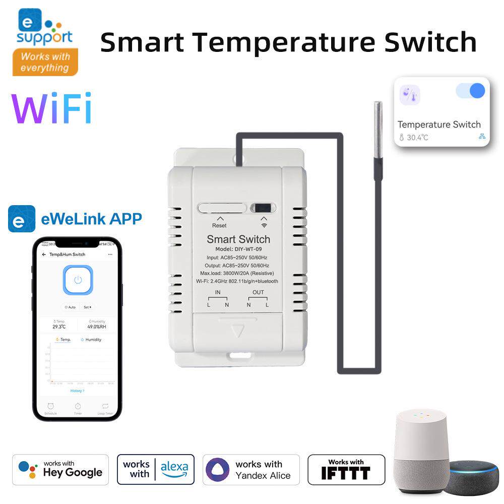 易微联Ewelink温度智能开关温湿度智能通断器alexa google语音图片