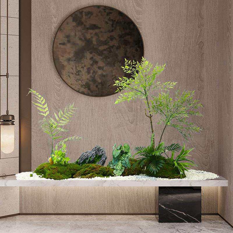 仿真蕨草造景组合假绿植金丝猴头蕨盆景楼梯下面拐角空间假树装饰