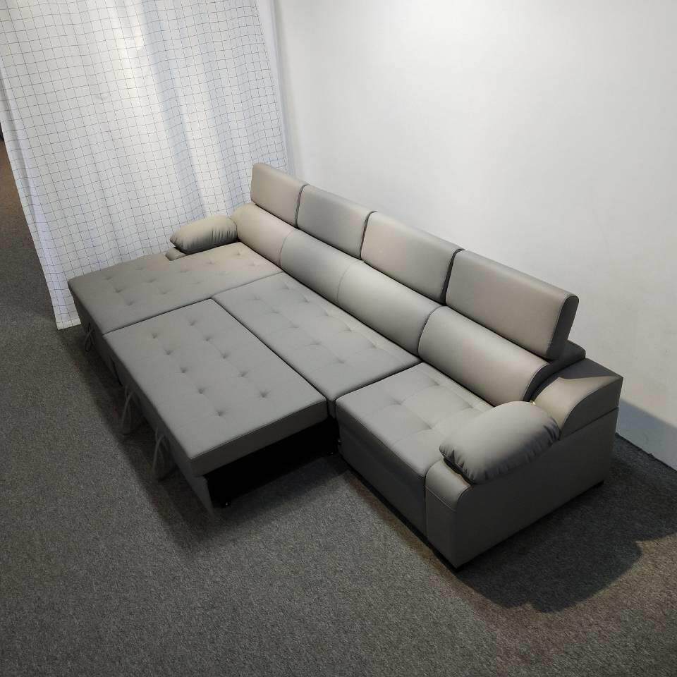 组合沙发床大户型别墅客厅休闲四人位L转角贵妃头枕灰色皮沙发床