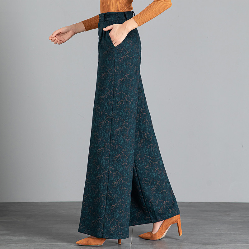 阔腿裤女2025秋冬新款碎花高腰显瘦宽松垂感甩裤大码长裤直筒裤女