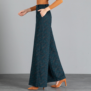 女2025秋冬新款 直筒裤 碎花高腰显瘦宽松垂感甩裤 长裤 女 大码 阔腿裤
