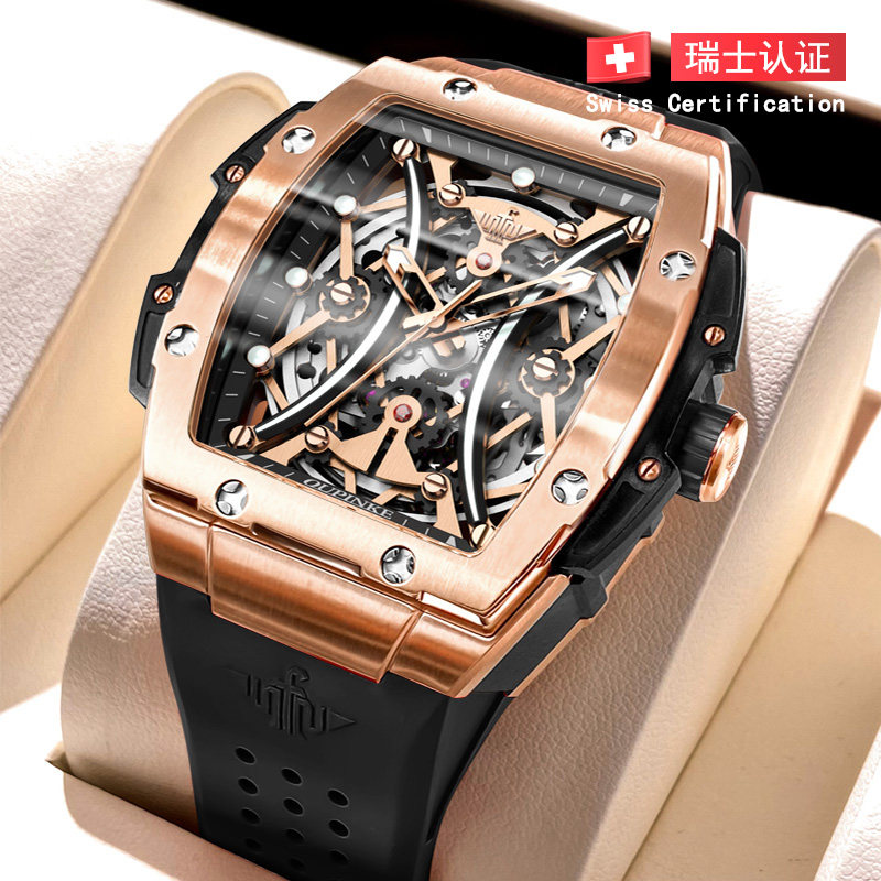瑞士认证正品牌专卖店新款酒桶形男表进口机芯机械表高档男款十大,手表,瑞士腕表,淘宝优惠券,粉丝福利购,淘宝优惠卷