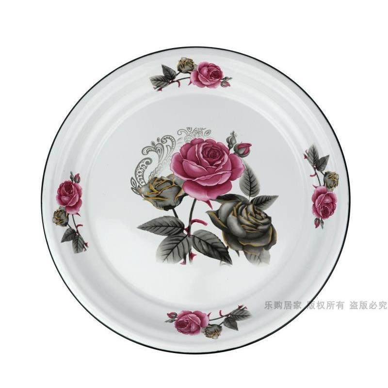 9QXC精品加厚搪瓷圆盘 搪瓷托盘 搪瓷茶盘 水果盘 搪瓷菜碟圆形,餐饮具,盘,淘宝优惠券,粉丝福利购,淘宝优惠卷