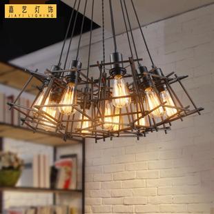 复古铁艺工业风吊灯 店餐厅客厅走廊餐吊灯饰井字架灯具 酒店服装
