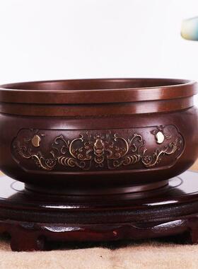 杨铜记 铜莲花炉 圆底香炉 线香炉摆件 大号插香 香炉