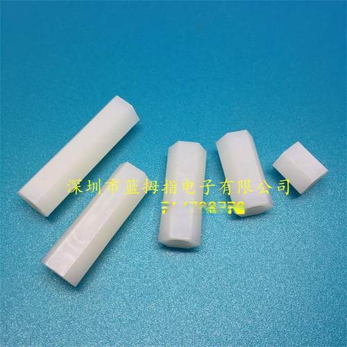 双头内螺纹六角隔离柱双通六角直通柱HTP-510M尼龙平头塑料柱M5白