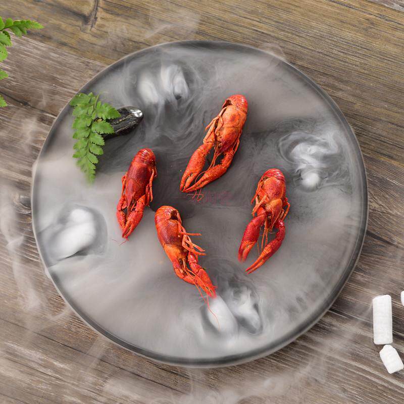 创意陶瓷干冰盘意境菜私房菜海鲜刺身盘分子料理盘哑光黑色冷菜盘