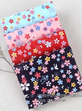 A2540# 飞鸟樱花棉布 和风清新小花布 和服娃衣DIY手工布艺面料