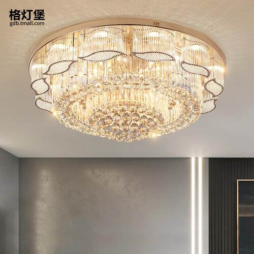 水晶灯客厅灯大灯现代简约大气金色led吸顶灯卧室餐厅灯灯饰灯具