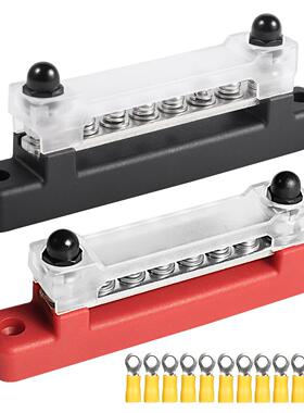 150A 汇线排6路汇线排直排铜排红黑一对大电流配12个黄色端子