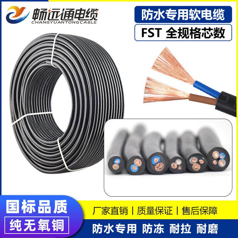 山东远通 电线国标水泵线JHS防水电缆 拖地线用FST2芯3芯4芯电缆