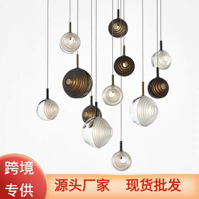 后现代别墅楼梯玻璃小吊灯简约创智能吊灯