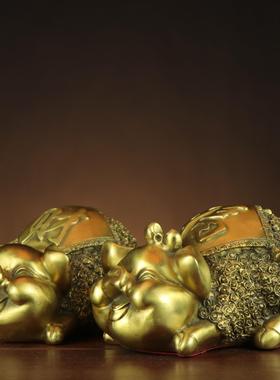 杨铜记 铜猪工艺品创意礼品 铜财字福字猪 对猪摆件