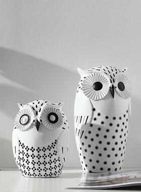 北欧简约家居装饰品客厅办公室书房展厅软装猫头鹰创意摆件工艺品