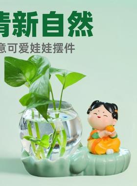 创意可爱唐仕女酒柜办公桌面装饰水培摆件卡通娃娃家居客厅装饰品