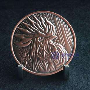 20年生产经验 钜合泰精品纯铜镀古3D十二生肖 酉鸡双面币套装