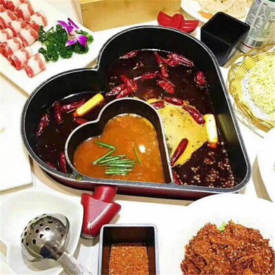 心形不粘鸳鸯锅清汤锅一箭穿心鸳鸯火锅清汤锅丘比特之箭鸳鸯火锅