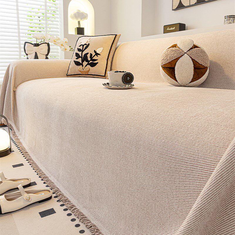 奶油风雪尼尔沙发套罩2025新款四季通用全盖防猫抓不粘毛沙发盖布