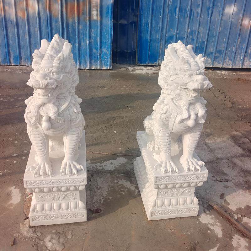 石雕麒麟 大理石汉白玉龙爪麒麟花岗岩貔貅一对酒店公司门口摆件
