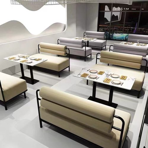 网红奶茶甜品店咖啡厅卡座沙发餐吧餐厅清吧西餐厅休闲区桌椅组合