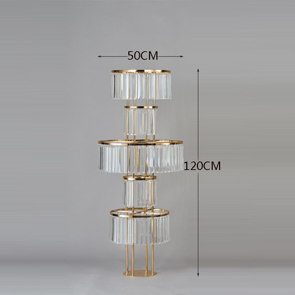 婚庆道具新款圆形花架插花主桌装饰摆饰水晶吊坠花架舞台路引