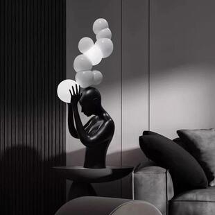 轻奢人物雕塑摆件马头装置艺术品售楼处酒店大堂橱窗落地装饰摆件