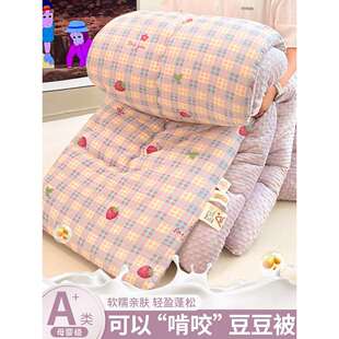 秋冬季双层纱豆豆绒被子被芯冬被春秋被单人被套加厚保暖床盖套件