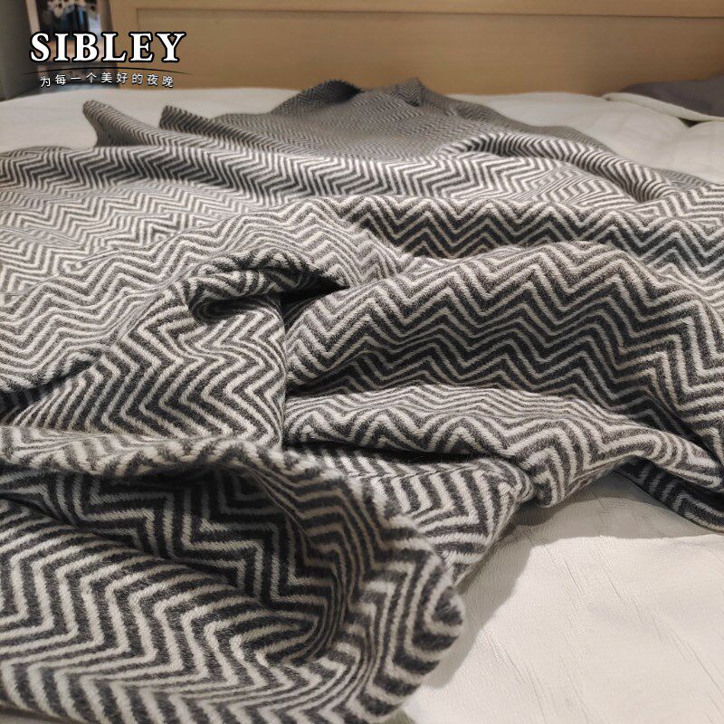 Sibley纯羊绒毛毯盖毯沙发毯午睡毯航空羊毛披肩沙发床上毯子