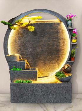 中式田园水幕墙屏风流水喷泉摆件客厅办公室装饰民宿庭院水池景观