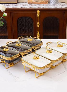 casserole三格双耳陶瓷烤盘家用餐具加热汤锅干锅3pcs bake ware